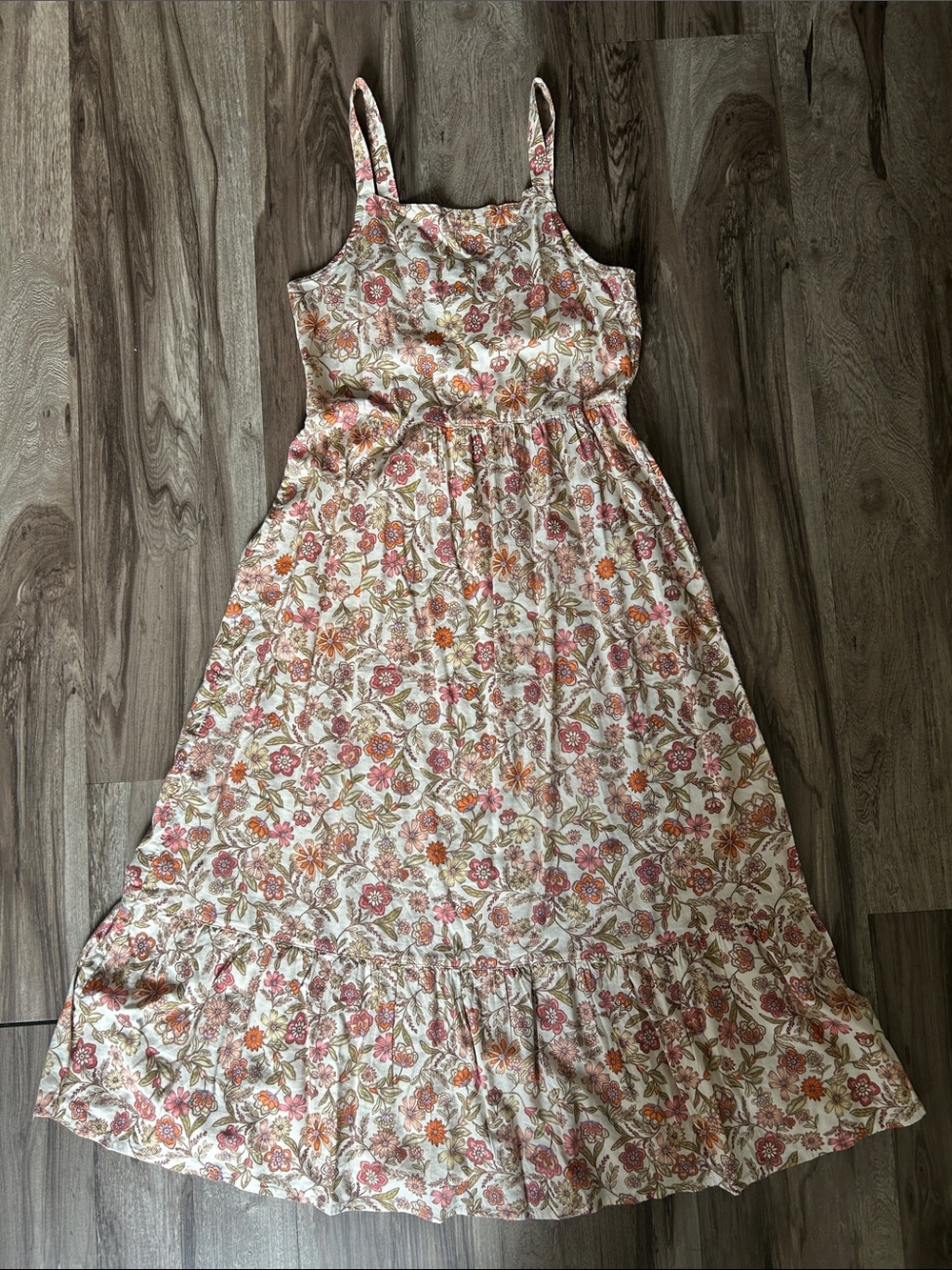 Old Navy Cream Floral Sundress with Pink & Orange Blooms